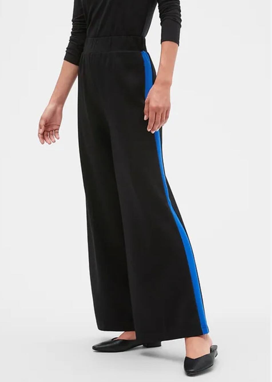 BANANA REPUBLIC Knit Wide-Leg Side Stripe Pant // S